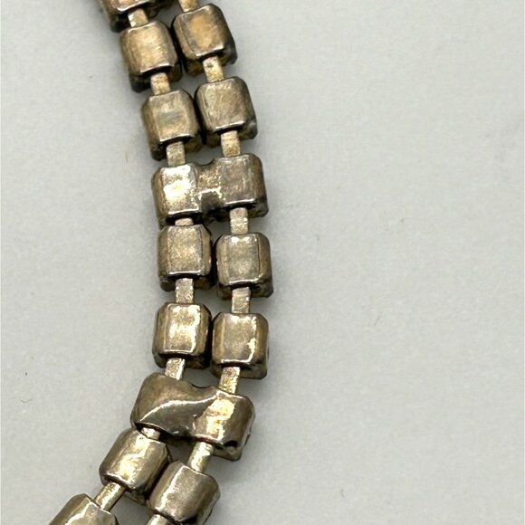 Vintage 2 Strand Rhinestone Bracelet With Fold Over Clasp - Picture 10 of 12